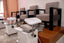 Pedicure chairs and footbaths set up in the Hamilton salon ready for a spring pedicure appointment